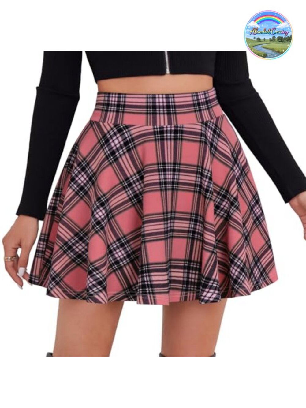 Women's Stretchy Flared Skort with Built-In Shorts High Waist A-Line